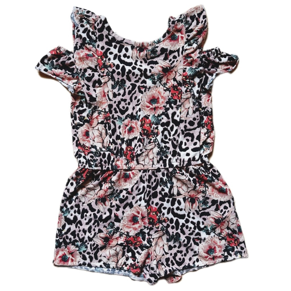 Pink cheetah and flower romper by Guess